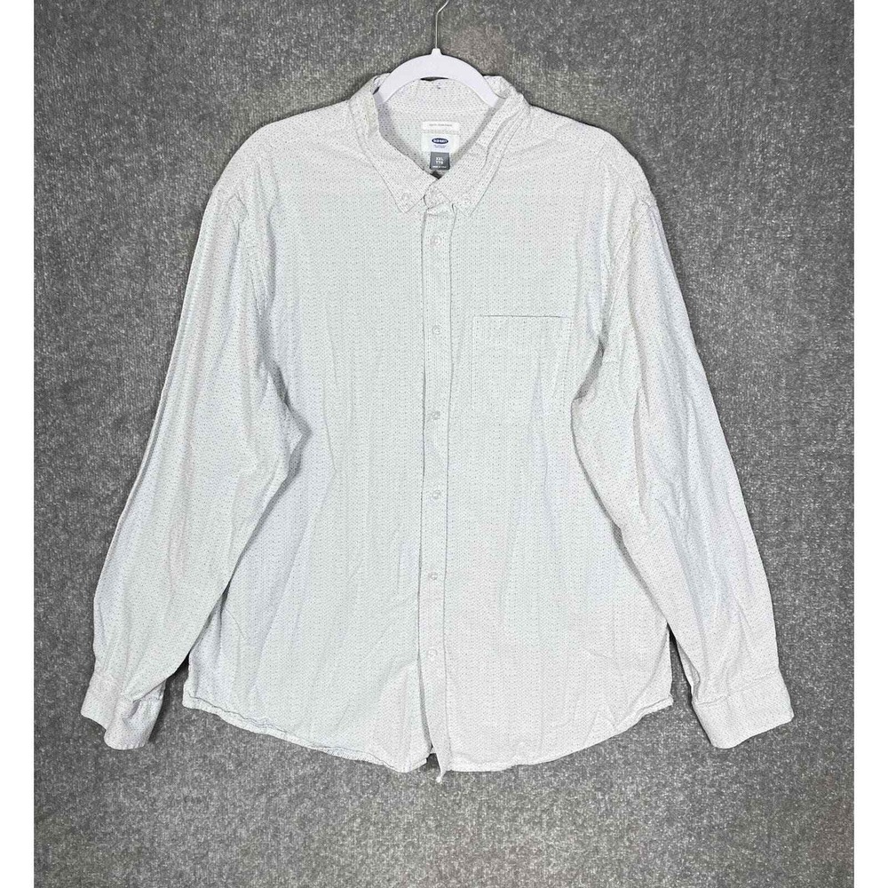 Old Navy Slim Fit Long Sleeve Button Down Shirt Mens Size XXL White Chest Pocket